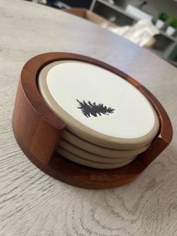 Hearth & Hand with Magnolia Stoneware Coaster Set with Wood Holder