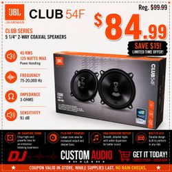 JBL Car Speakers Set 5 1/4" 2-Way Coaxial Speaker System 135 Watts Club 54F 🚨 Payment Options Available 🚨