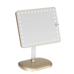 Impressions Vanity Touch Pro Makeup Mirror with LED Lights, 360 Adjustable Rotation Rectangle Vanity Mirror with Touch Screen Switch and USB Charging 