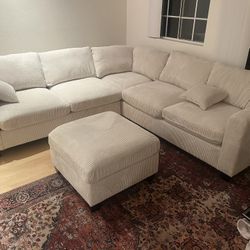 New Corduroy Sectional Fabric.  Off White / Beige.  99” X 99”.  Free Delivery!