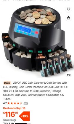 VEVOR USD Coin Counter and Sorter Machine