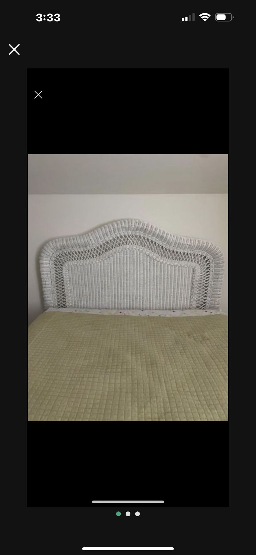 Antique White Wicker, Headboard Nightstand With Glass Top Dresser With Glass Top