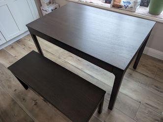 IKEA EKEDALEN Extendable Dining Table & Matching Bench Set - Dark Brown