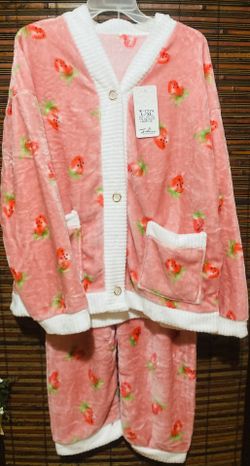 Pink Strawberry Pajama Set Size L/XL
