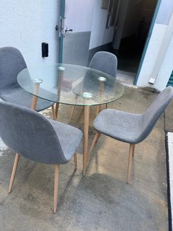 Round Glass Dining Table with 4 Chairs