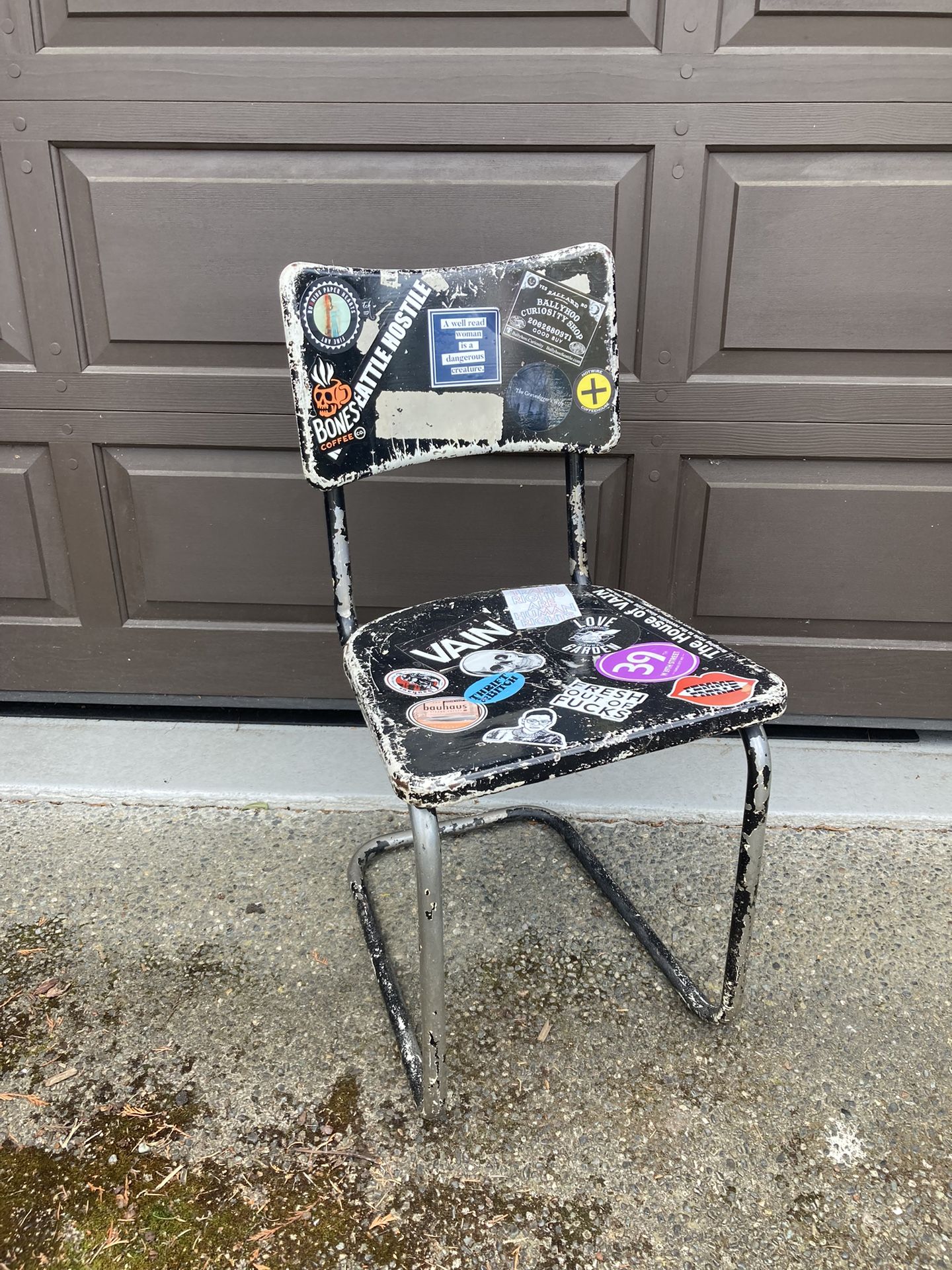 Vintage Metal Chair w/ Stickers