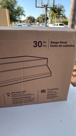 Range hood 30” black new never opened $50