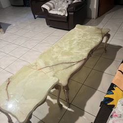 Set Of 3 Victorian Style Marble Table 