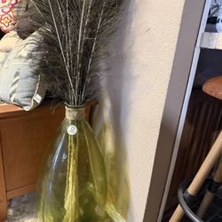 San Miguel Green Bulb Glass Vase Handmade in Spain