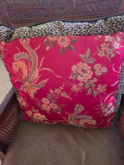 Red Floral Decorative Throw Pillow