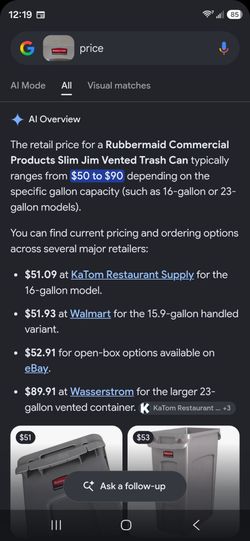 Rubbermaid comercial vendedor trash can