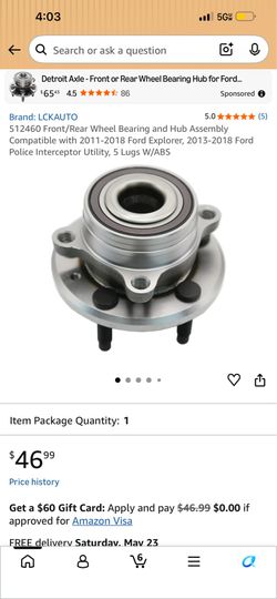 Wheel bearing 512460 ford explorer