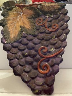 Art Pottery Plate In A Form Of Grapes