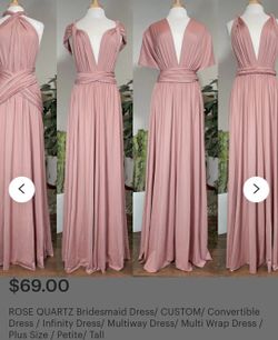 Blush Pink Long Infinity Convertible Multi Wrap Dress