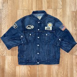 Polo Ralph Lauren Denim Trucker Jacket 1967 USRL Riders Patchwork Mens Size L 