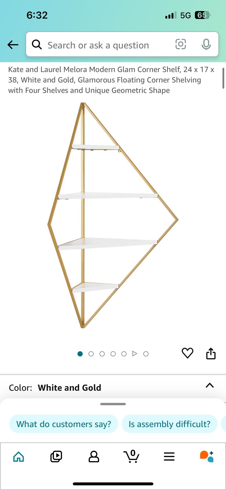 Modern Glam Corner Shelf