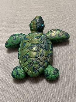 Vintage, Clay Critters  Kitchen Magnet,  a Colorful Turtle, 2.5” Tall,  USA