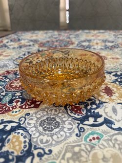 Amber Pressed Glass Decorative Bowl