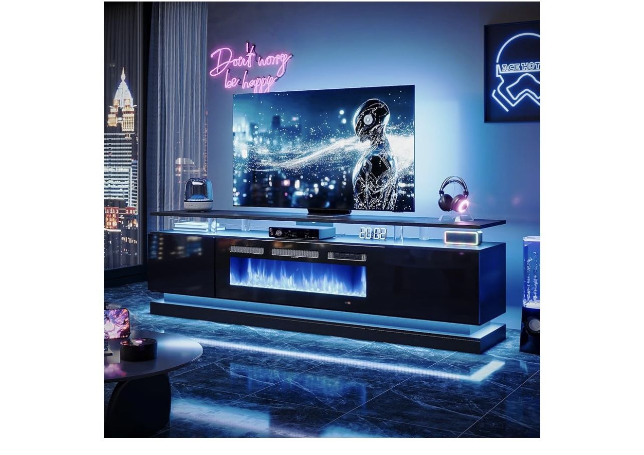 New In Box, 70” TV stand With Fireplace