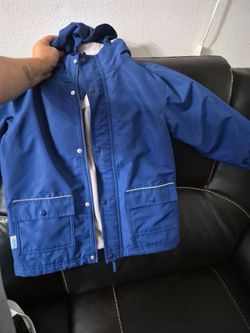 Kids Blue Hooded Rain Jacket