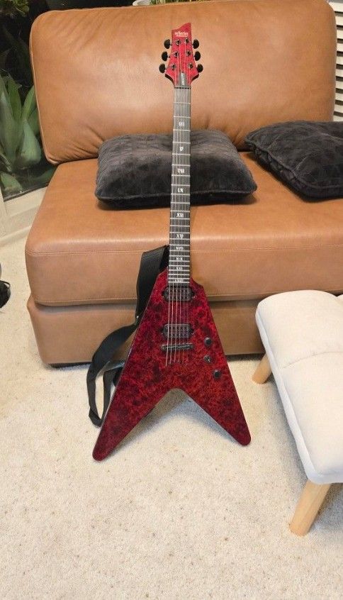 Schecter V1 Apocalypse Red Reign Electric Guitar