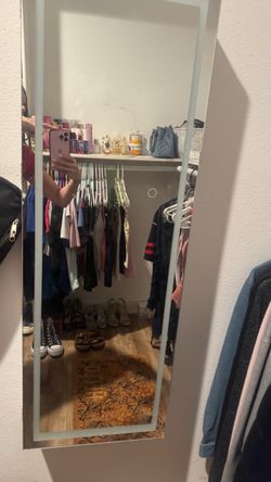 Wall mounted LED full body mirror/jewelry storage