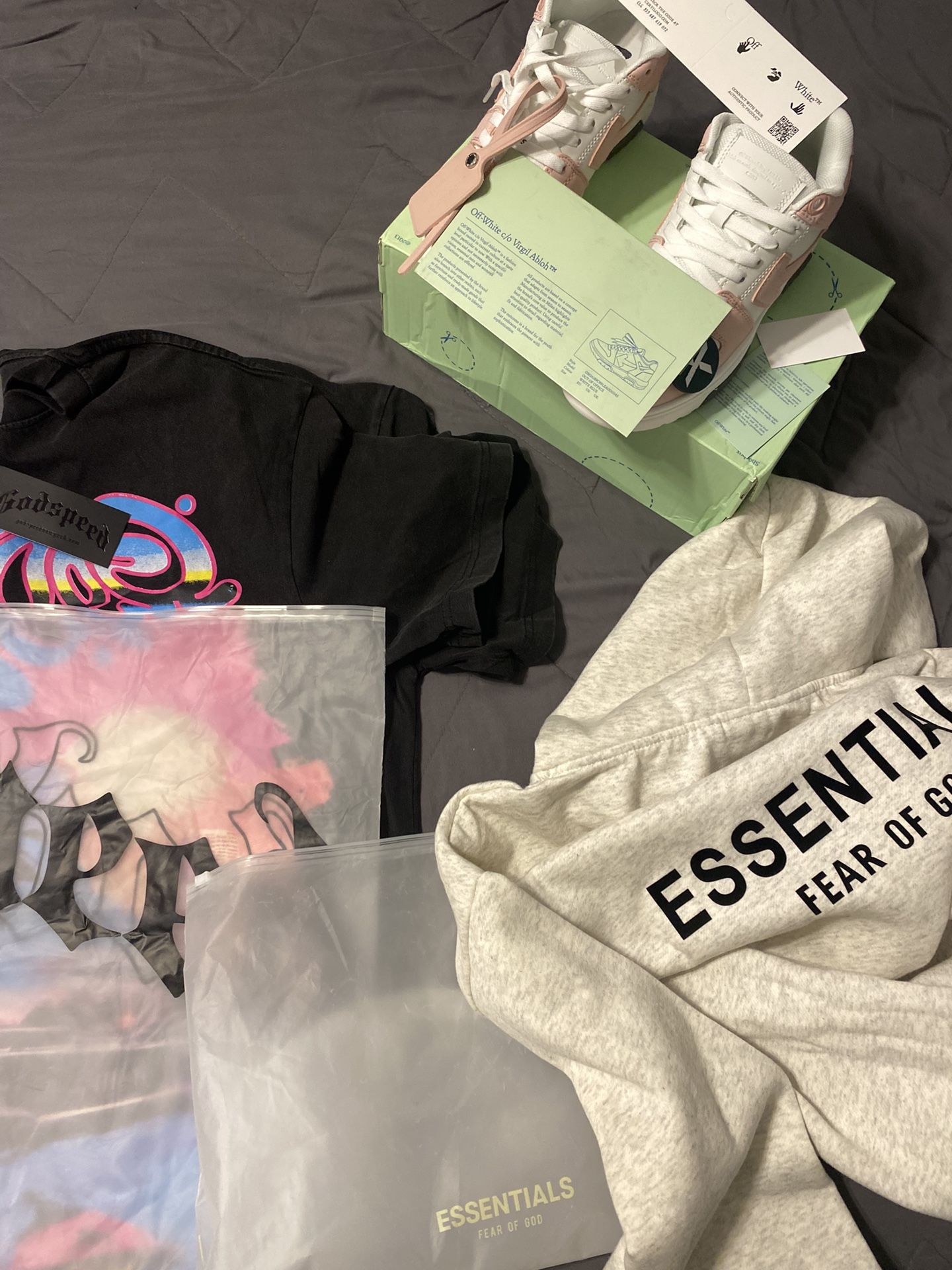 womens offwhites, godspeed, and essentials