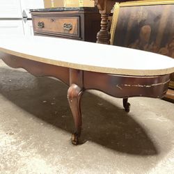 Antique Coffee Table w Granite Top