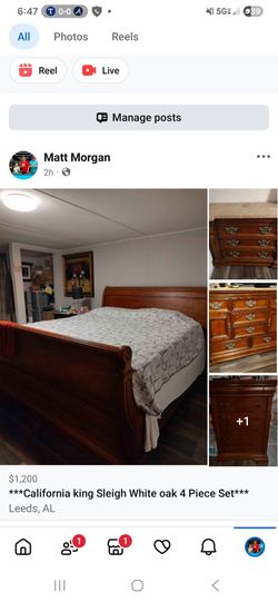 California King Sleigh Bedroom Set 4 Piece