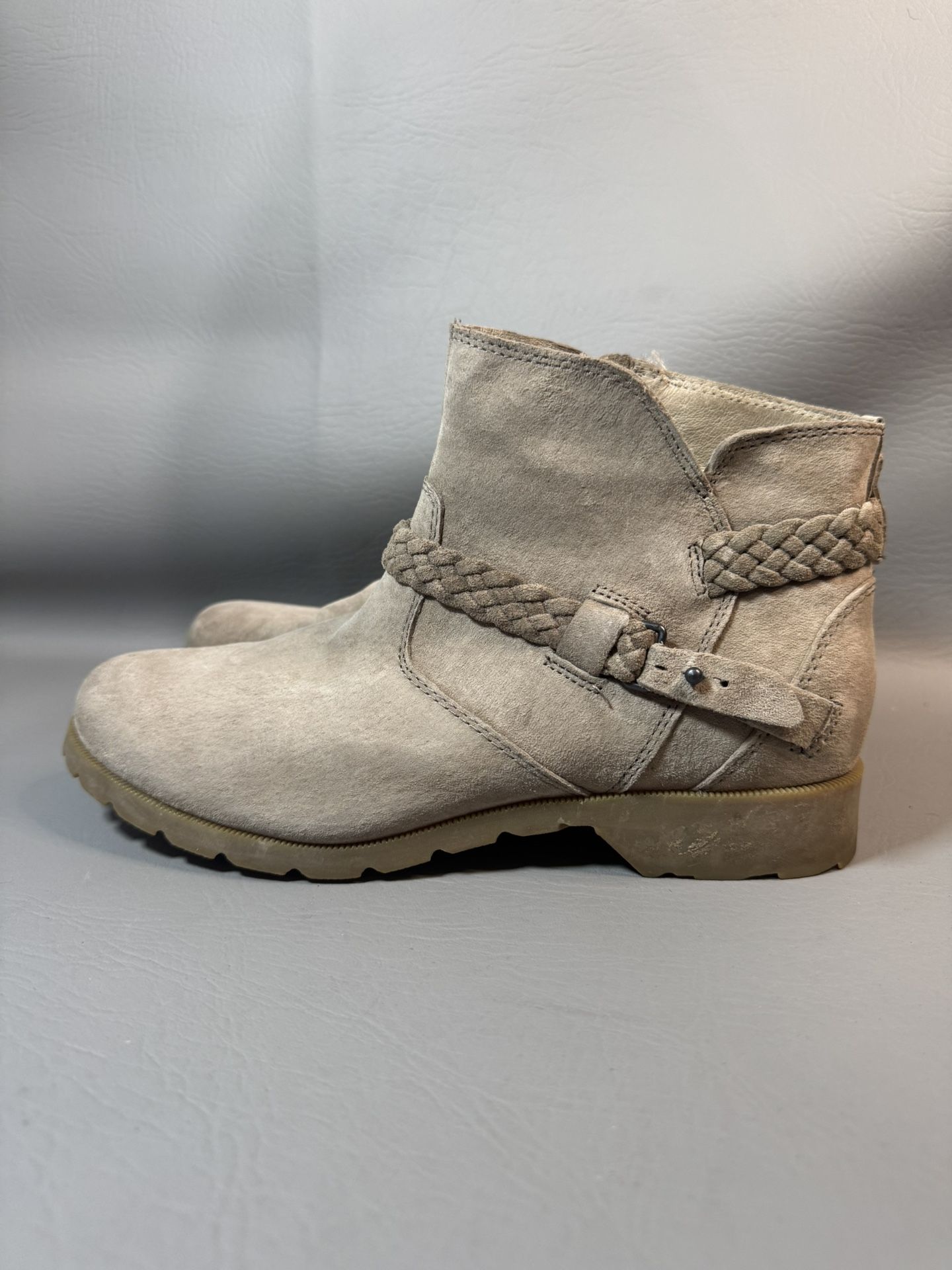 Teva Delavina Suede Ankle Boots Booties Womens 9 Tan Bison Side Zip Western