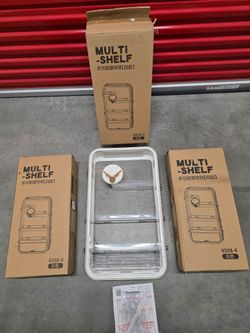 Lot Of (3) Multi Use Shelf Cabinet, Make Up Powder Room Shelf