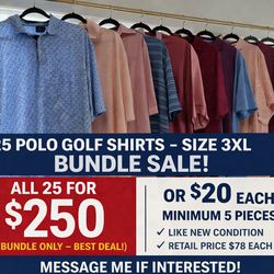 Golf Polo Shirts – Size 3XL – Like New