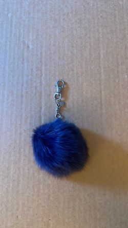 Blue Fur Pom Pom Keychain