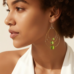 Women Hoop Earring with Green Beads for St. Patrick’s Day