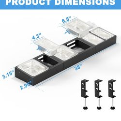 Topping Station for Grill Prep Stand Table, Condiment Containers with Clear Lids for Pizza Oven Cart Accessories, 38 Inches Length Stainless Steel Sea