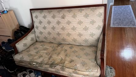 Antique carved wood frame couch
