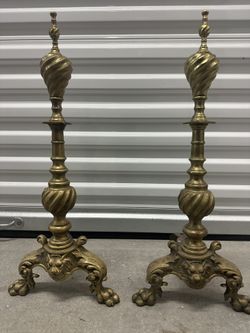 Vintage Brass Fireplace Fire Dogs