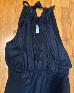 Black Satin Halter Dress