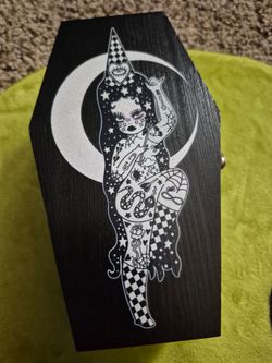 Coffin stash box. Valfre art. Gothic wooden box.