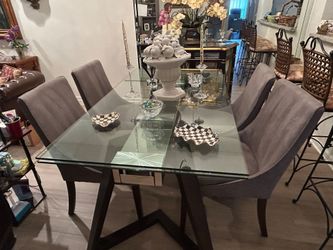Glass Top Dining Table with 4 Chairs