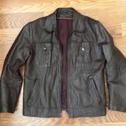 Vintage 1960-70s Brown Leather Motorcycle Biker Jacket Coat Small Brown