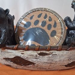 New black bear in boat coaster set