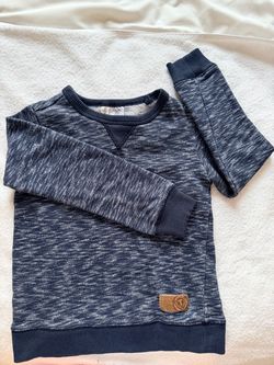 Toughskins boys sweatshirt, marled navy crewneck, size M 5/6