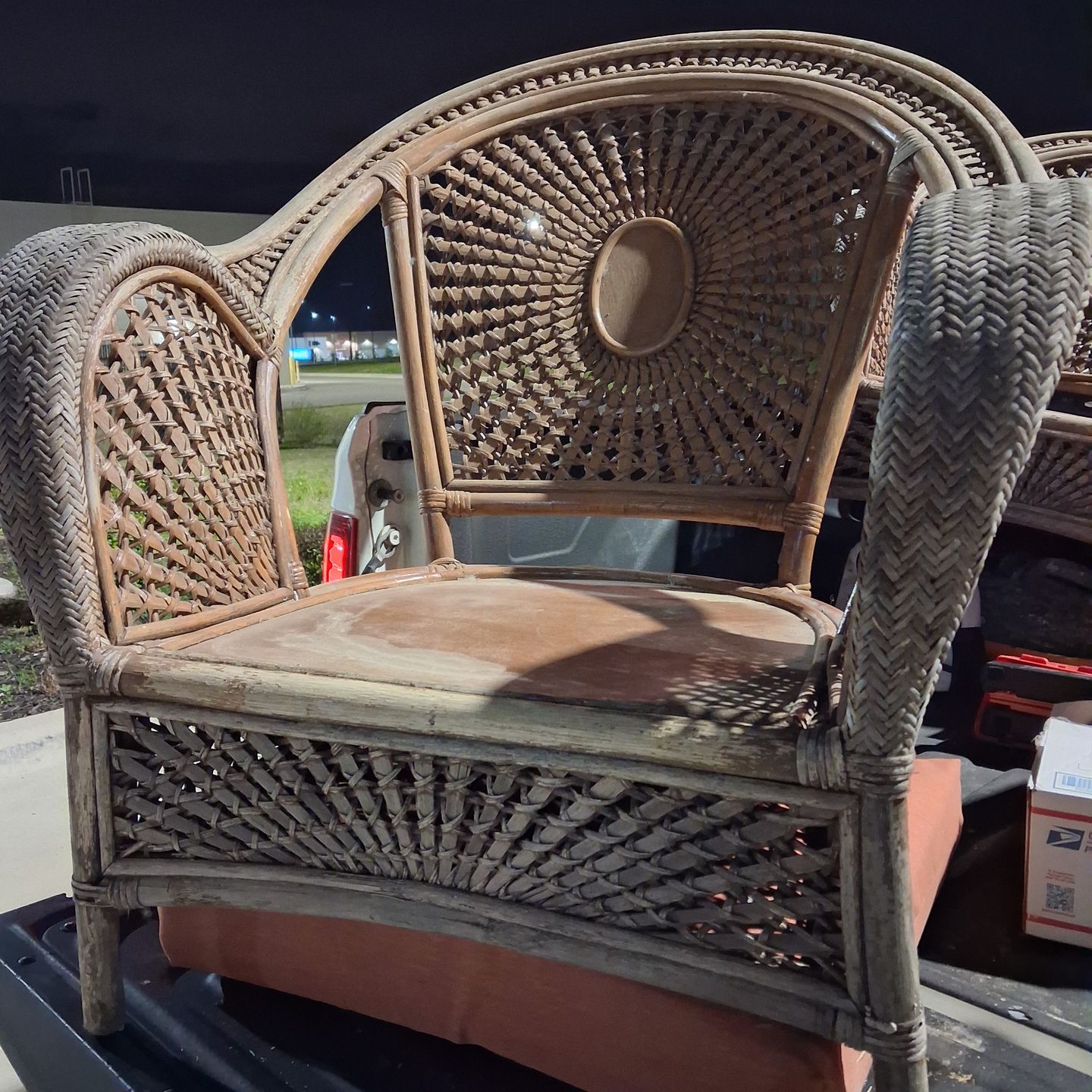 Vintage Wicker Rattan Chair with Cushions