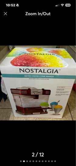 New! Nostalgia Retro Red Table-Top Snow Cone Maker. Makes 20 Icy Treats