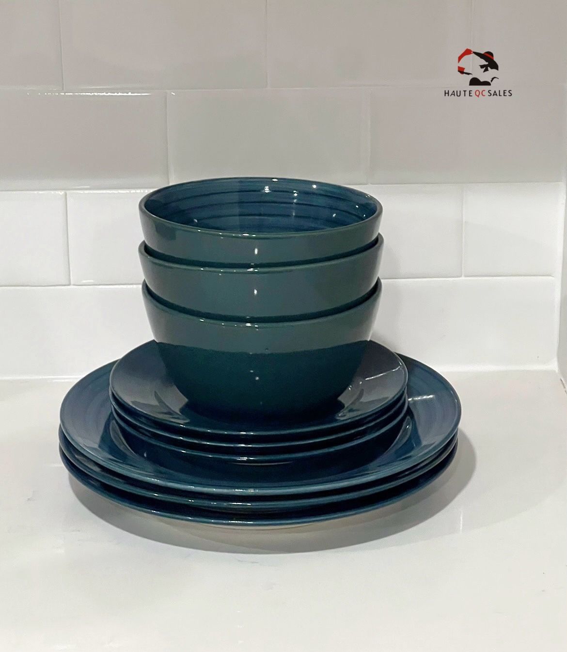 Threshold Torin Teal Stoneware Dinnerware Set