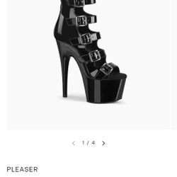 Pleaser Shiny Pvc Buckled Heels