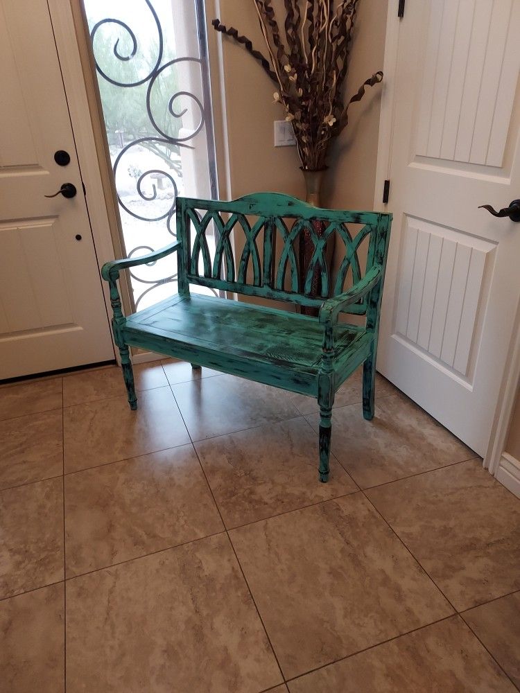 Rustic Southwest Teal/black Bench