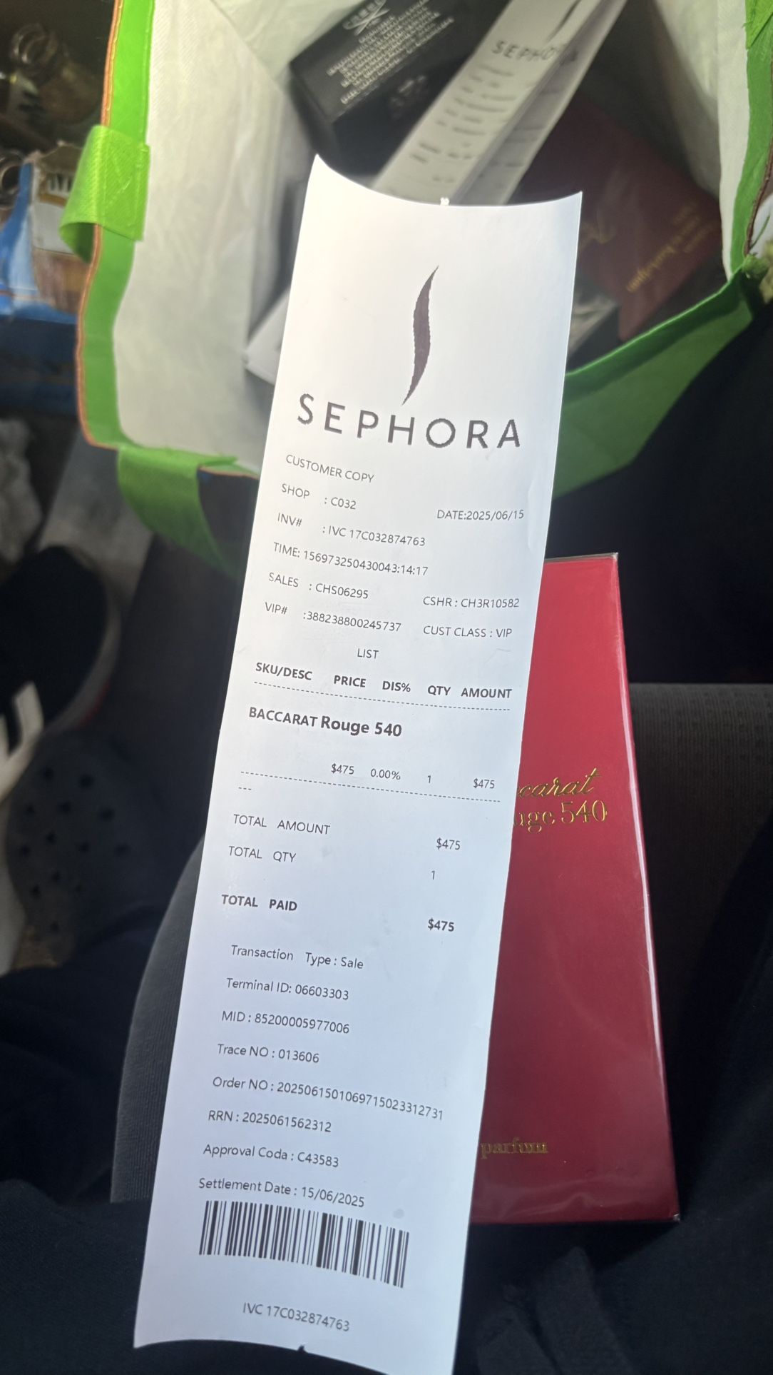 Baccarat Rouge 540✅ come wit the receipt🧾 400/350📲💰