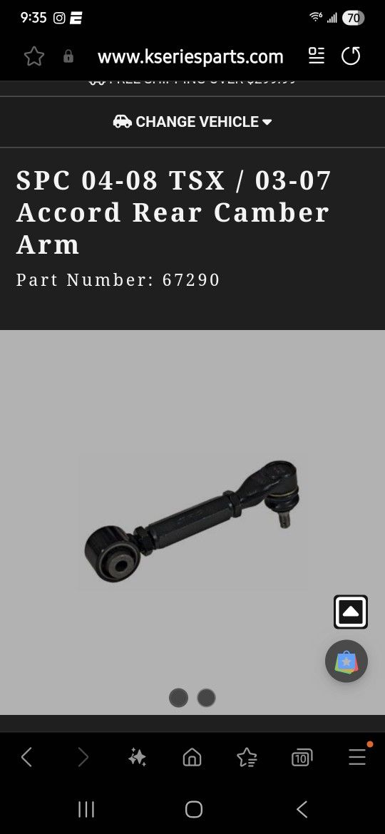 PAIR of Spc Rear Upper Control Arms Honda/Acura